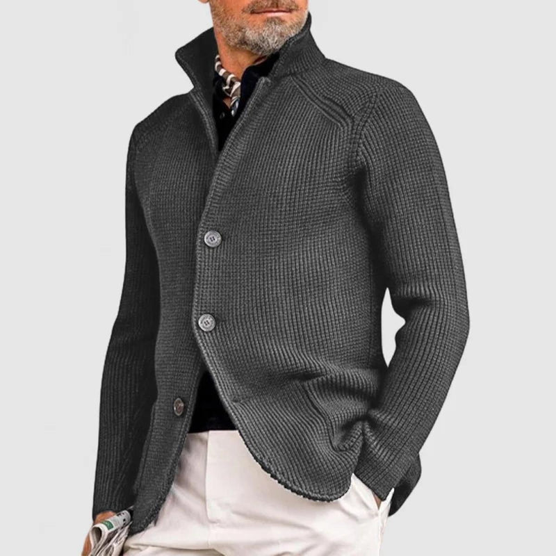 Men&#39;s Knitted Ribbed Button-Up Cardigan Sweater