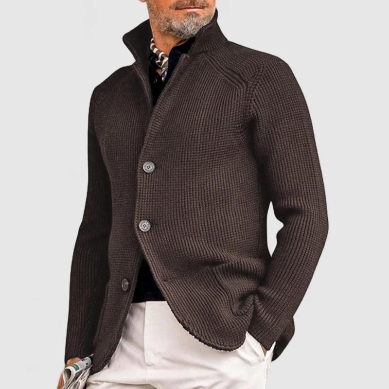 Men&#39;s Knitted Ribbed Button-Up Cardigan Sweater
