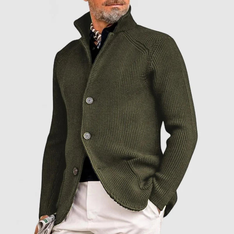 Men&#39;s Knitted Ribbed Button-Up Cardigan Sweater
