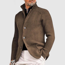 Men&#39;s Knitted Ribbed Button-Up Cardigan Sweater