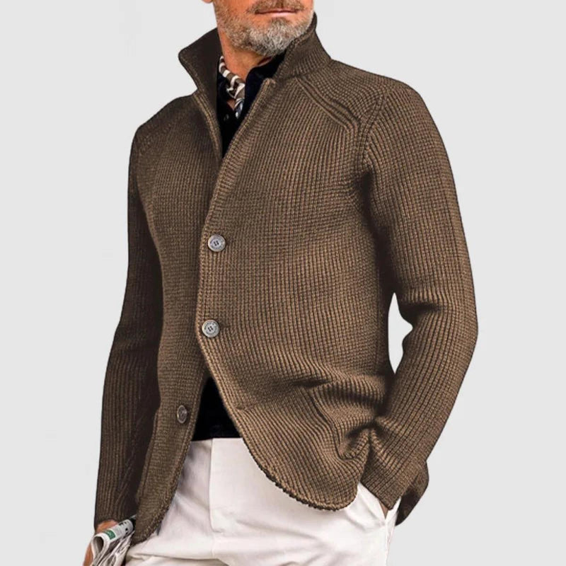 Men&#39;s Knitted Ribbed Button-Up Cardigan Sweater