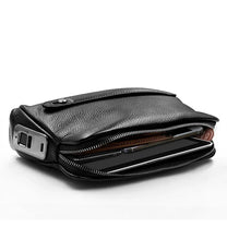Men&#39;s Leather Anti-Theft Clutch With Fingerprint Lock - Black