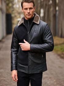 Men&#39;s Leather Jacket With Thermal Lining For Winter