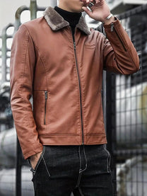 Men&#39;s Leather Jacket With Thermal Lining For Winter