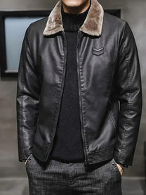 Men&#39;s Leather Jacket With Thermal Lining For Winter