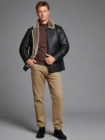 Men&#39;s Leather Jacket With Thermal Lining For Winter