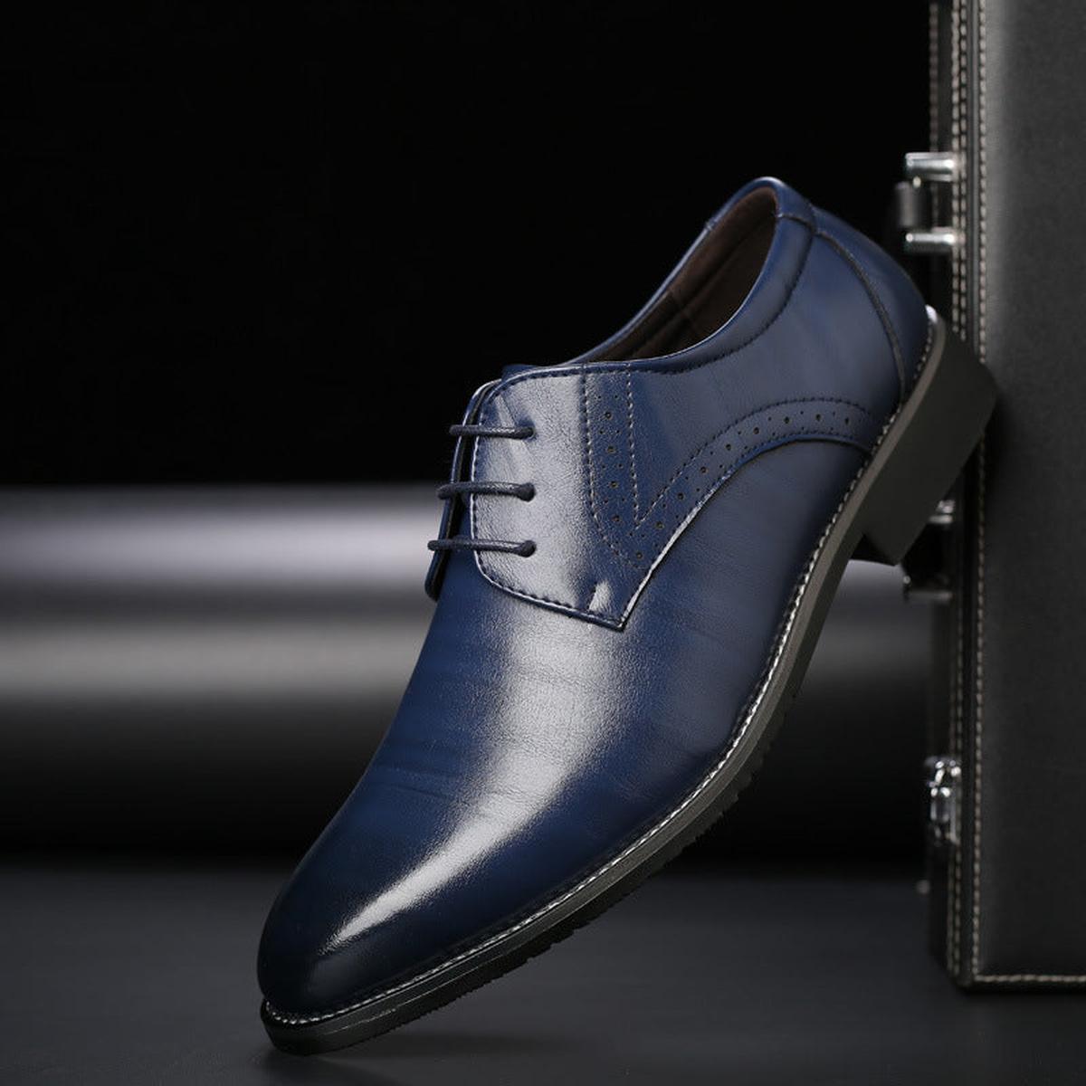 Men&#39;s Leather Lace-Up Brogue Dress Shoes
