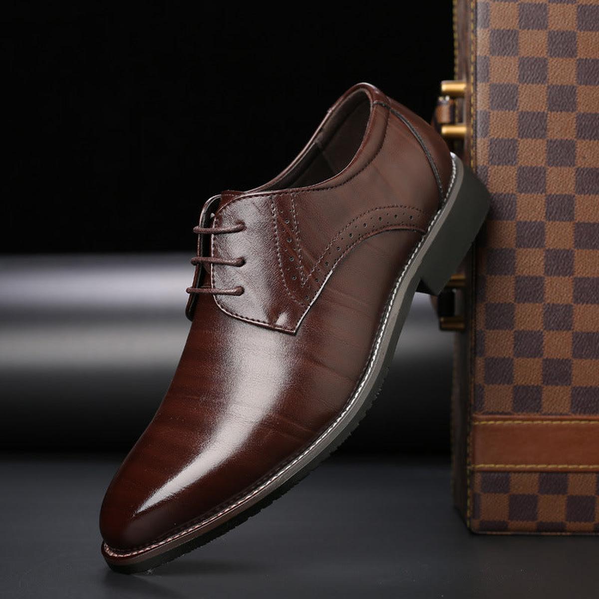 Men&#39;s Leather Lace-Up Brogue Dress Shoes