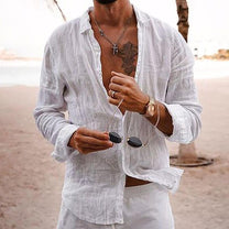Men&#39;s Lightweight Cotton Summer Shirt With Long Sleeves