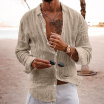 Men&#39;s Lightweight Cotton Summer Shirt With Long Sleeves