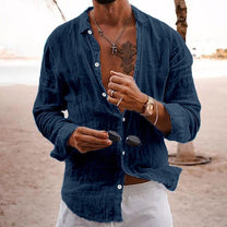 Men&#39;s Lightweight Cotton Summer Shirt With Long Sleeves