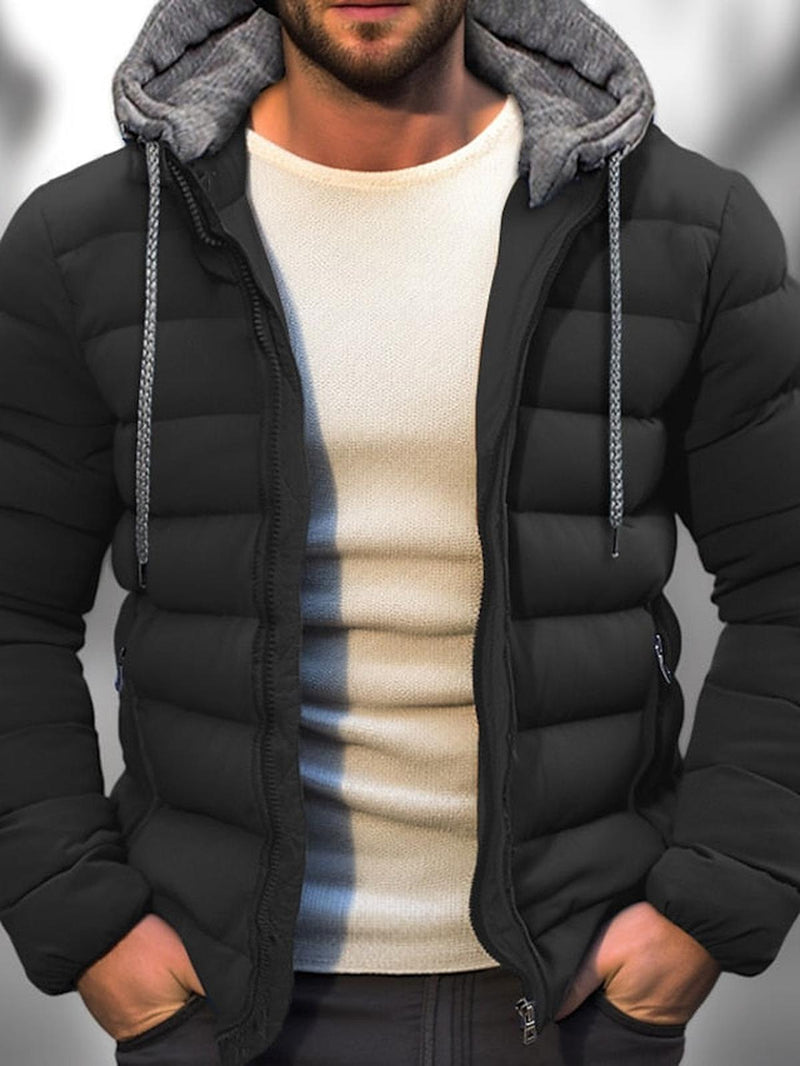 Men&#39;s Lightweight Insulated Winter Coat With Zipper Hood