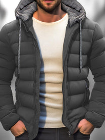 Men&#39;s Lightweight Insulated Winter Coat With Zipper Hood