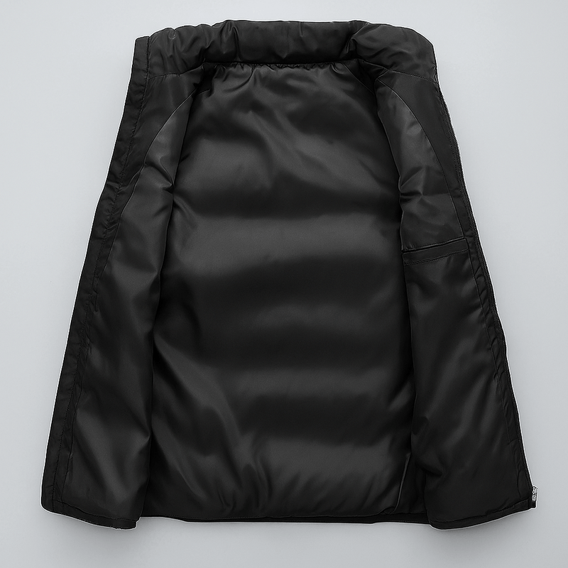 Men&#39;s Lightweight Padded Vest With High Collar And Wind-Resistant Zippers