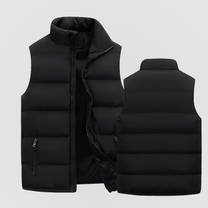 Men&#39;s Lightweight Padded Vest With High Collar And Wind-Resistant Zippers