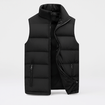 Men&#39;s Lightweight Padded Vest With High Collar And Wind-Resistant Zippers