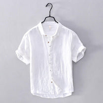 Men&#39;s Linen Blend Short Sleeve Button-Up Shirt