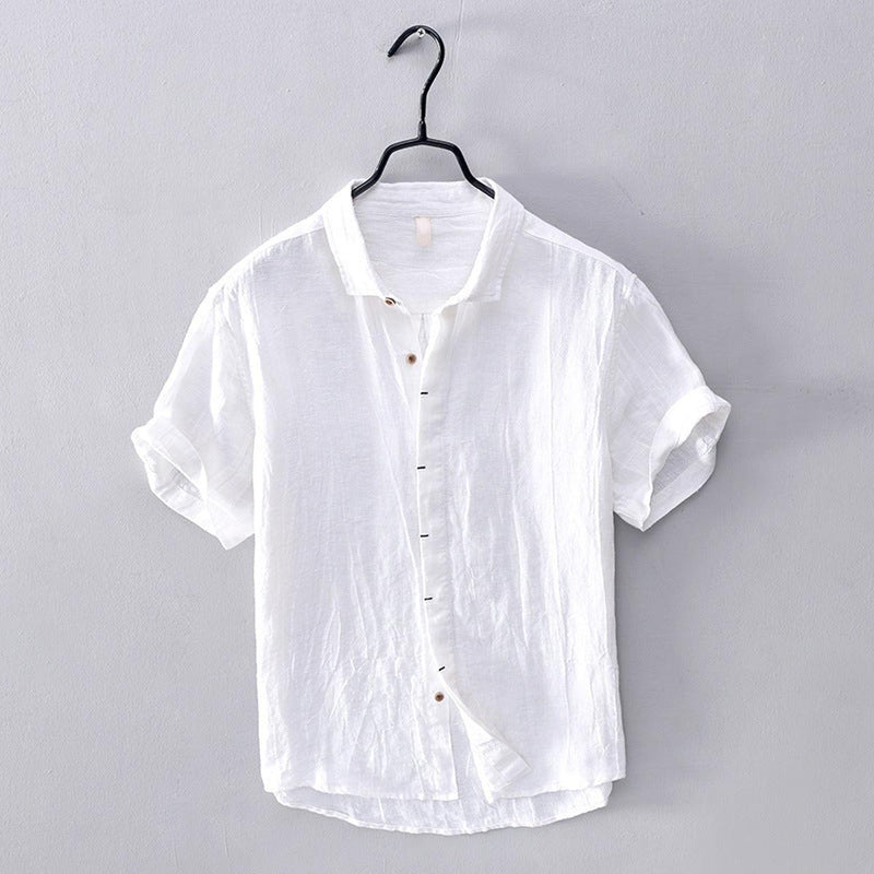 Men&#39;s Linen Blend Short Sleeve Button-Up Shirt