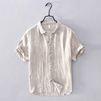 Men&#39;s Linen Blend Short Sleeve Button-Up Shirt