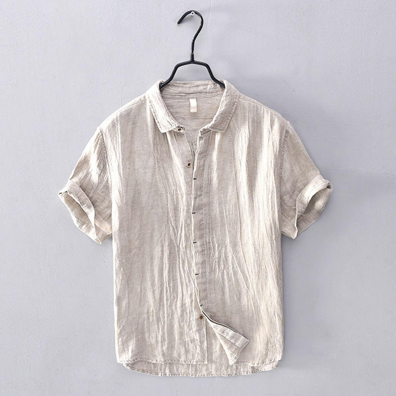 Men&#39;s Linen Blend Short Sleeve Button-Up Shirt