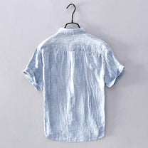 Men&#39;s Linen Blend Short Sleeve Button-Up Shirt