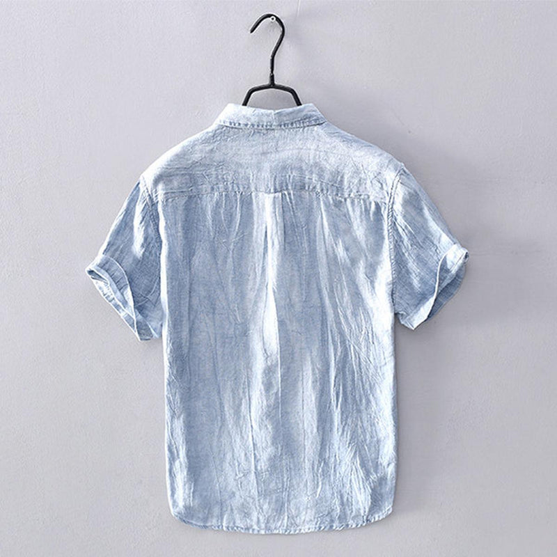 Men&#39;s Linen Blend Short Sleeve Button-Up Shirt