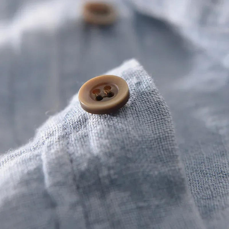 Men&#39;s Linen Blend Short Sleeve Button-Up Shirt