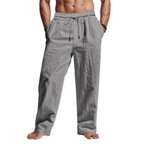 Men&#39;s Linen Drawstring Relaxed Fit Trousers