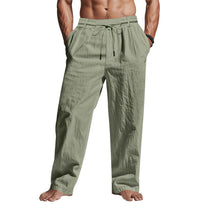 Men&#39;s Linen Drawstring Relaxed Fit Trousers