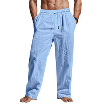 Men&#39;s Linen Drawstring Relaxed Fit Trousers