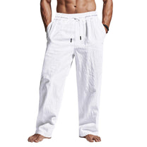 Men&#39;s Linen Drawstring Relaxed Fit Trousers