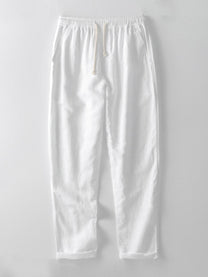 Men&#39;s Linen Shirt And Pants Set With Stand Collar