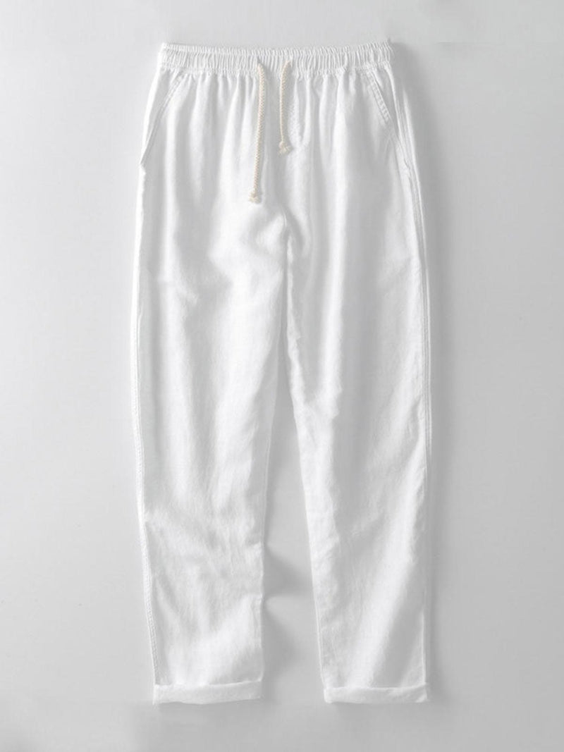 Men&#39;s Linen Shirt And Pants Set With Stand Collar