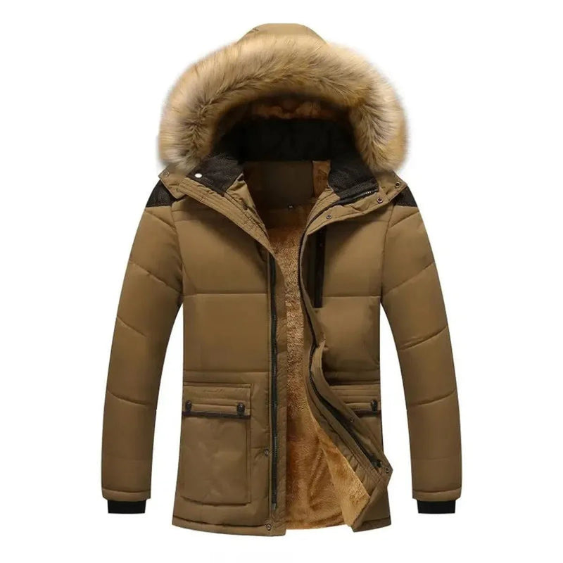 Men&#39;s Long Military Parka Coat With Fur Hood