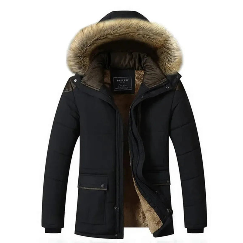 Men&#39;s Long Military Parka Coat With Fur Hood