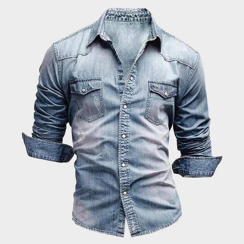 Men&#39;s Long-Sleeve Button-Down Shirt With Chest Pockets