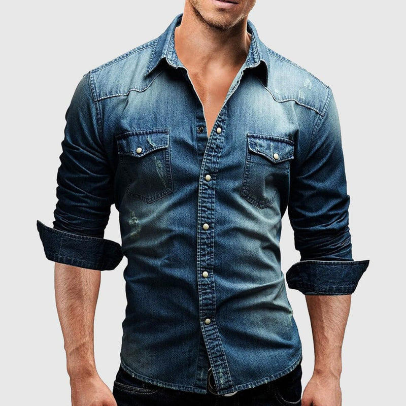 Men&#39;s Long-Sleeve Button-Down Shirt With Chest Pockets