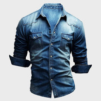 Men&#39;s Long-Sleeve Button-Down Shirt With Chest Pockets