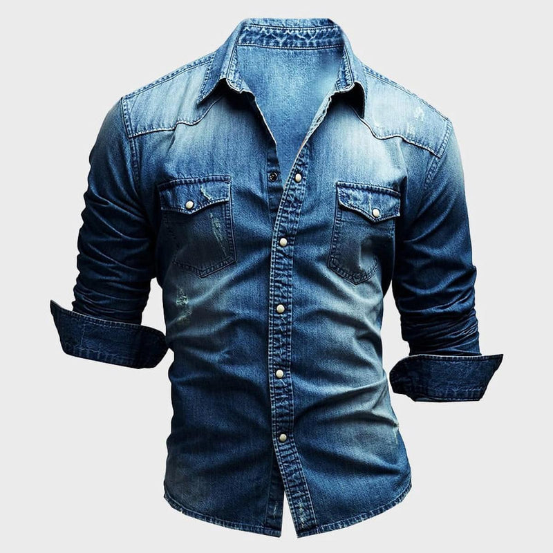 Men&#39;s Long-Sleeve Button-Down Shirt With Chest Pockets