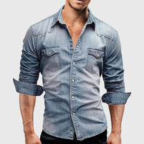 Men&#39;s Long-Sleeve Button-Down Shirt With Chest Pockets