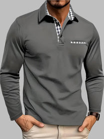 Men&#39;s Long Sleeve Cotton Blend Polo Shirt