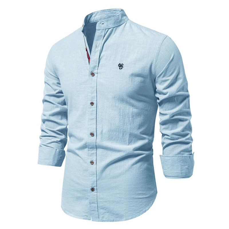 Men&#39;s Long-Sleeve Cotton Shirt With Notch Collar