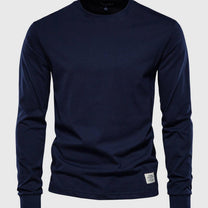 Men&#39;s Long Sleeve Cotton Shirt With Round Neck And Pockets