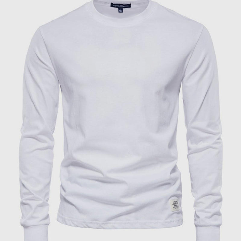 Men&#39;s Long Sleeve Cotton Shirt With Round Neck And Pockets