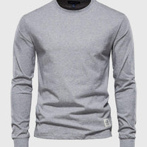 Men&#39;s Long Sleeve Cotton Shirt With Round Neck And Pockets
