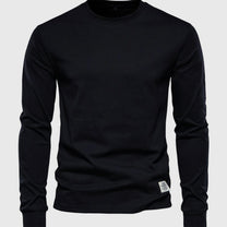 Men&#39;s Long Sleeve Cotton Shirt With Round Neck And Pockets