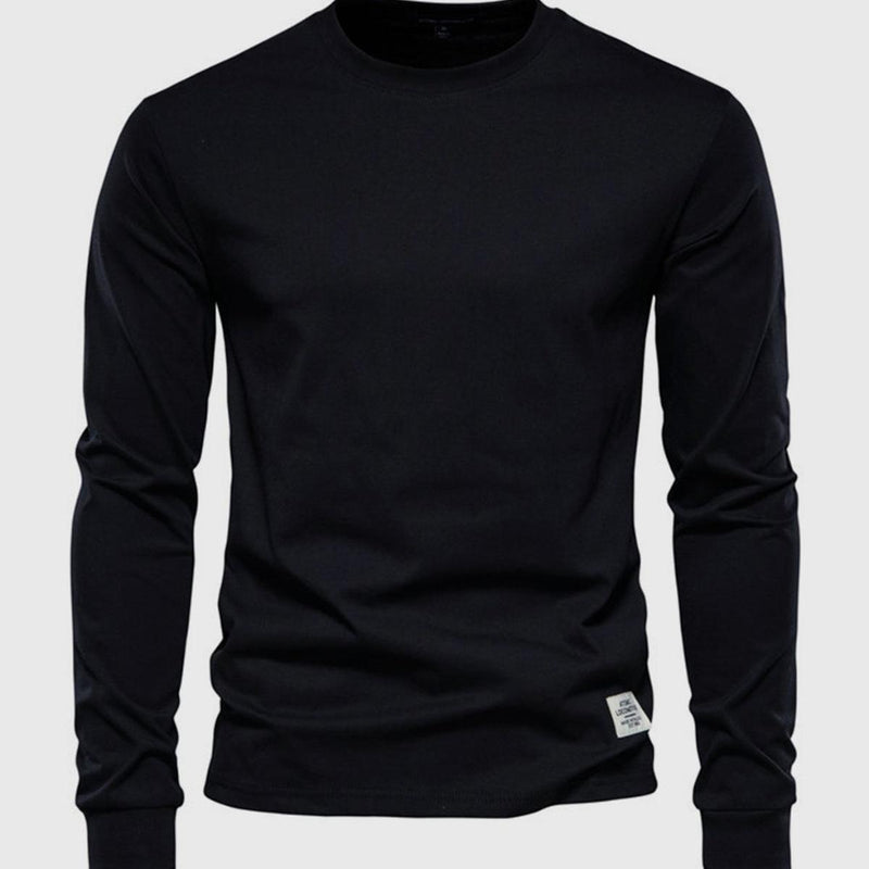 Men&#39;s Long Sleeve Cotton Shirt With Round Neck And Pockets