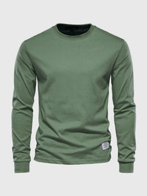 Men&#39;s Long Sleeve Cotton Shirt With Round Neck And Pockets