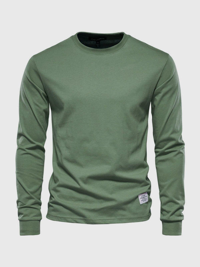 Men&#39;s Long Sleeve Cotton Shirt With Round Neck And Pockets