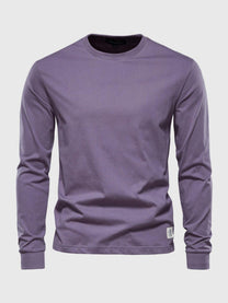 Men&#39;s Long Sleeve Cotton Shirt With Round Neck And Pockets